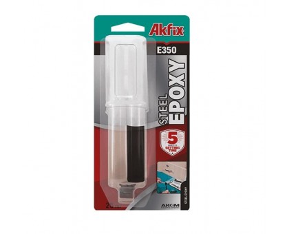 Двухкомпонентный эпоксидный клей для стали Akfix E350 (25 мл) в шприце